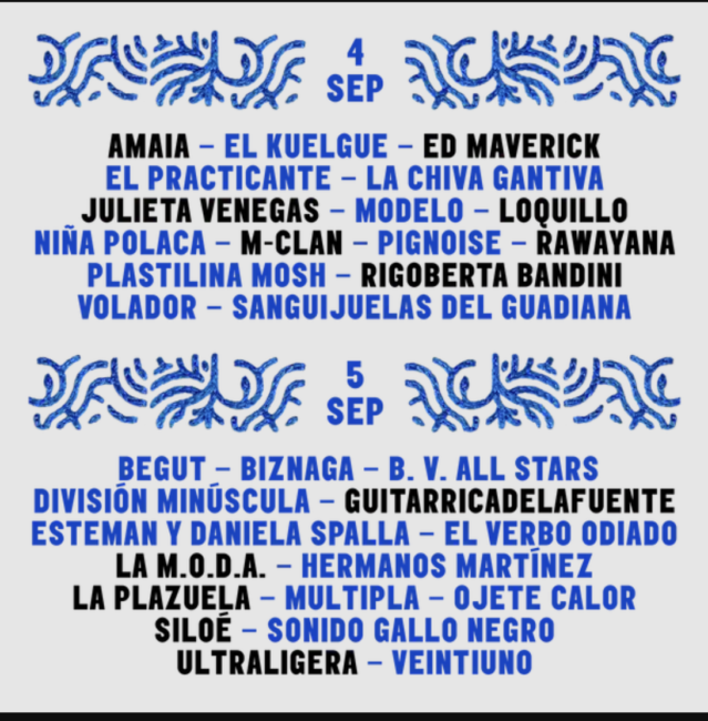 Cartel oficial Vive Latino España 2026 con el line-up por días